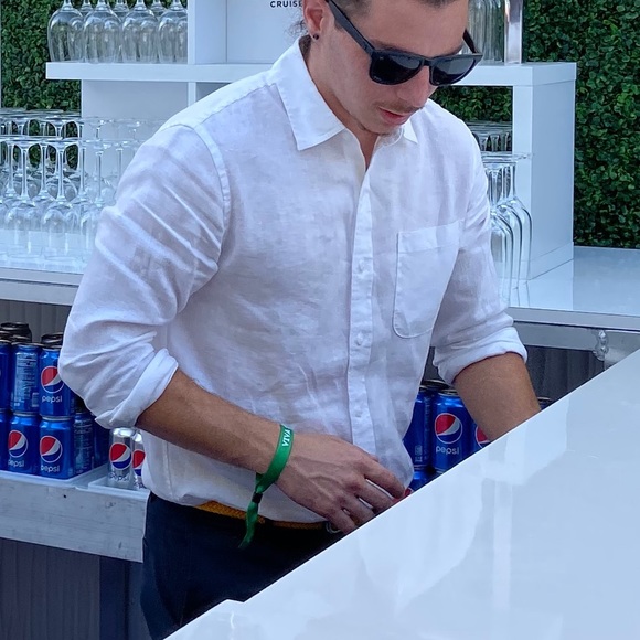 White Linen Long-Sleeve Button-Up Shirt - Picture 2 of 11